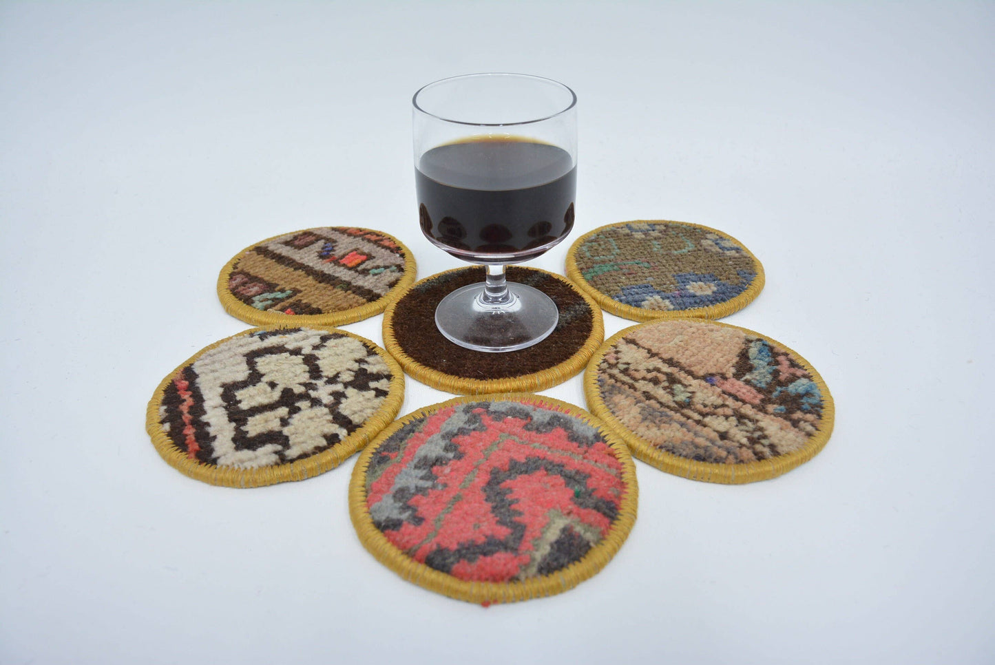 Oriental Tribal Antique Rug Glass Coaster Set