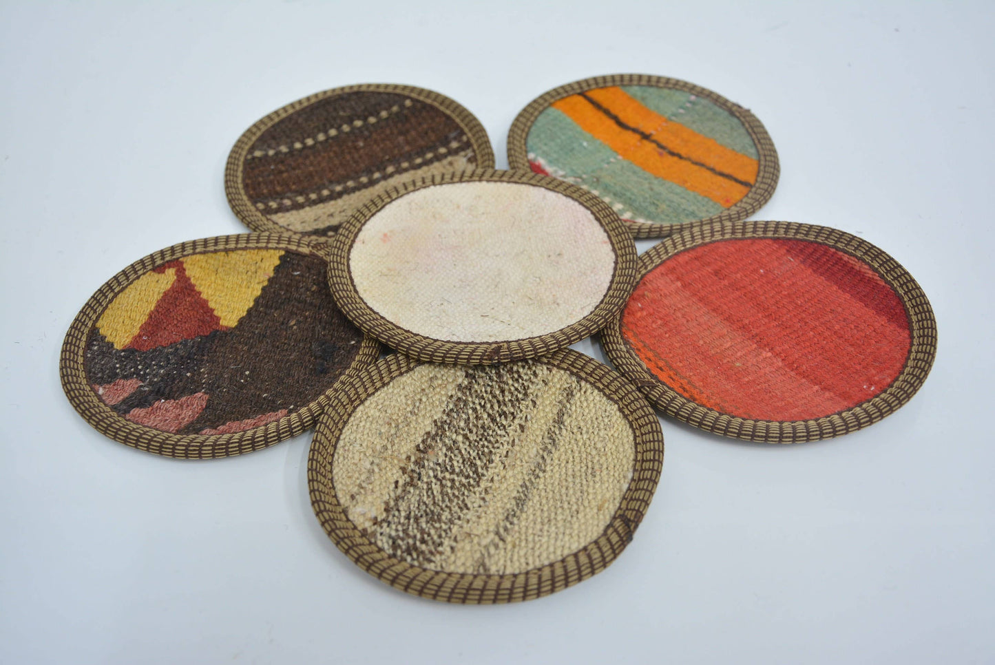 Kilim Coaster Set - Tea, Glass, Vintage, Striped Styles