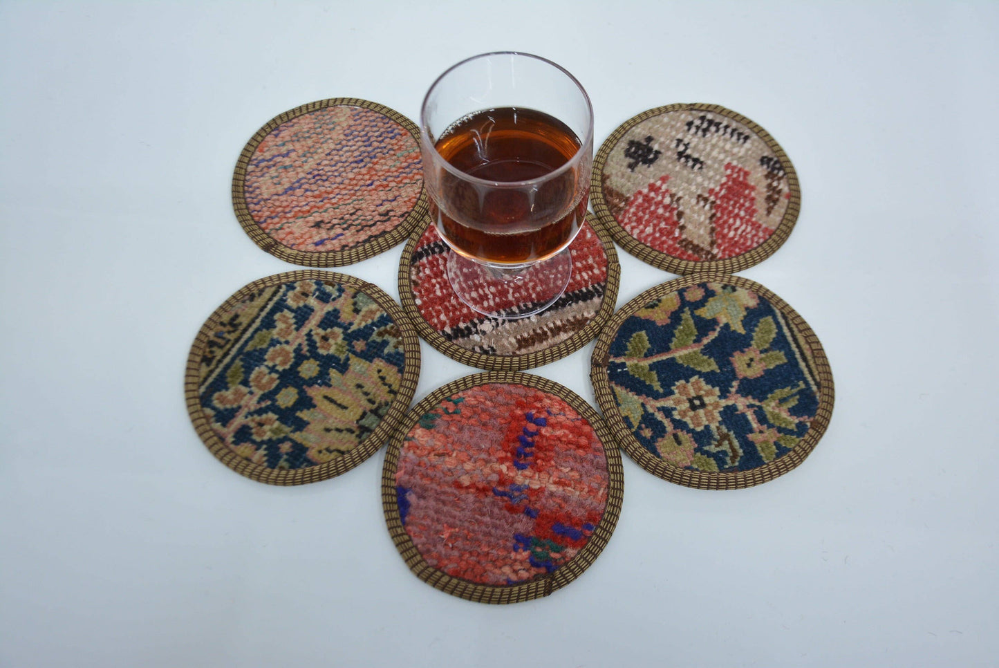 Kilim Rug Coaster Set of Six - Oriental Vintage Style