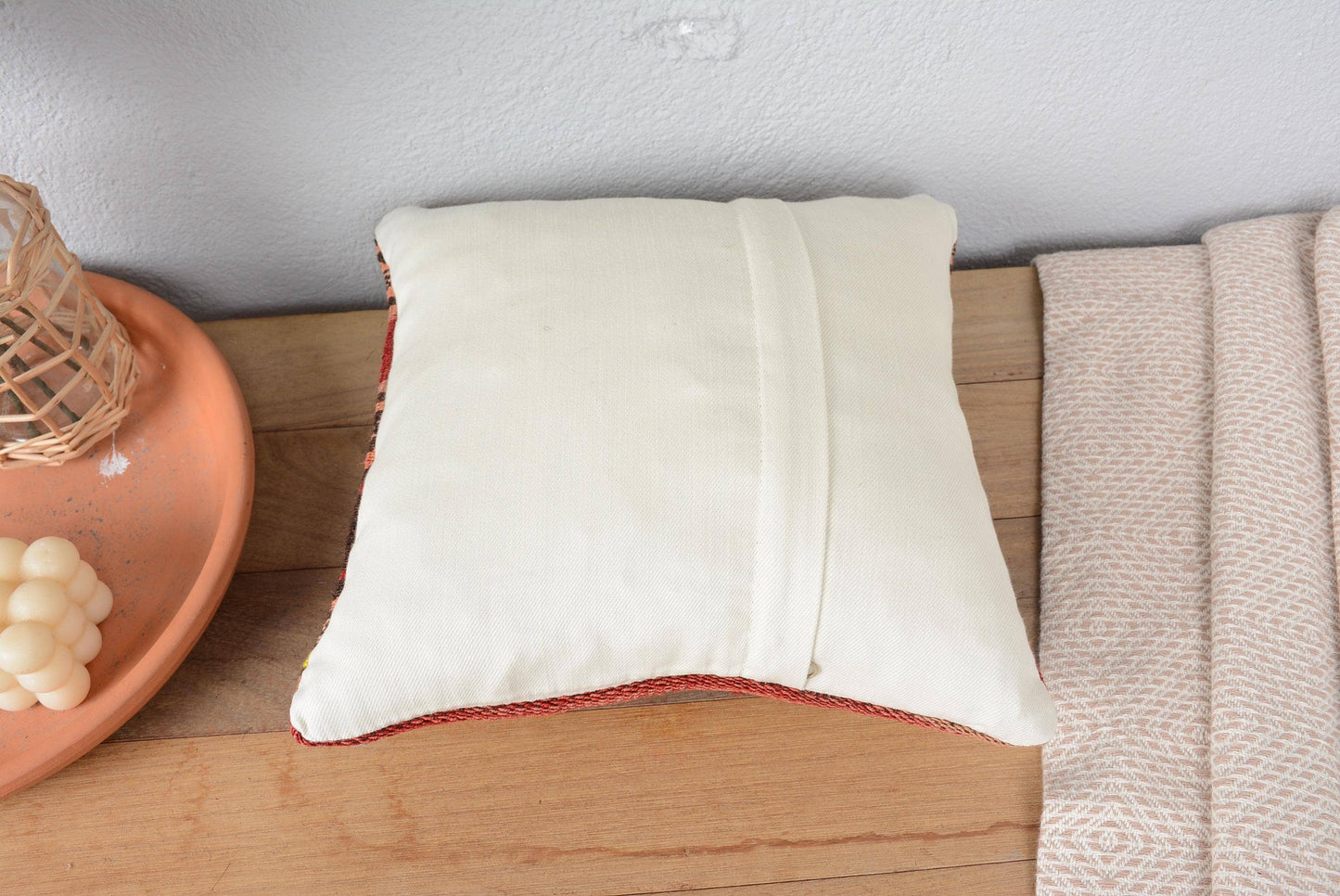 Handmade Turkish Kilim Pillow, Vintage Handwoven Striped