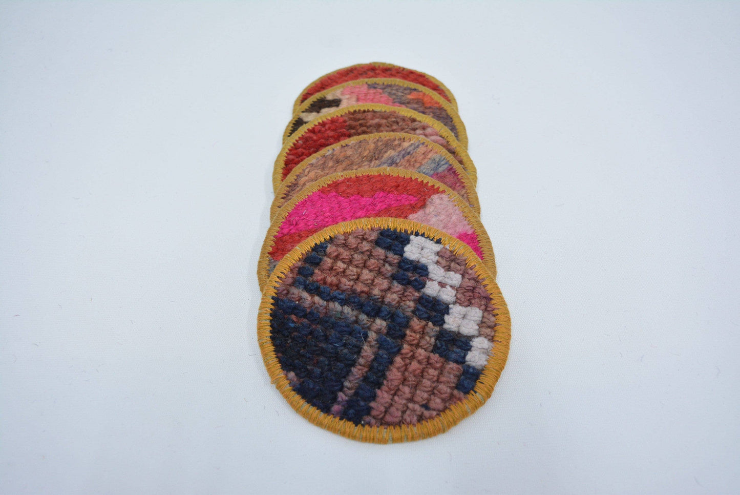 Kilim Oriental Rug Coaster Set, Non Slip, Vintage Style