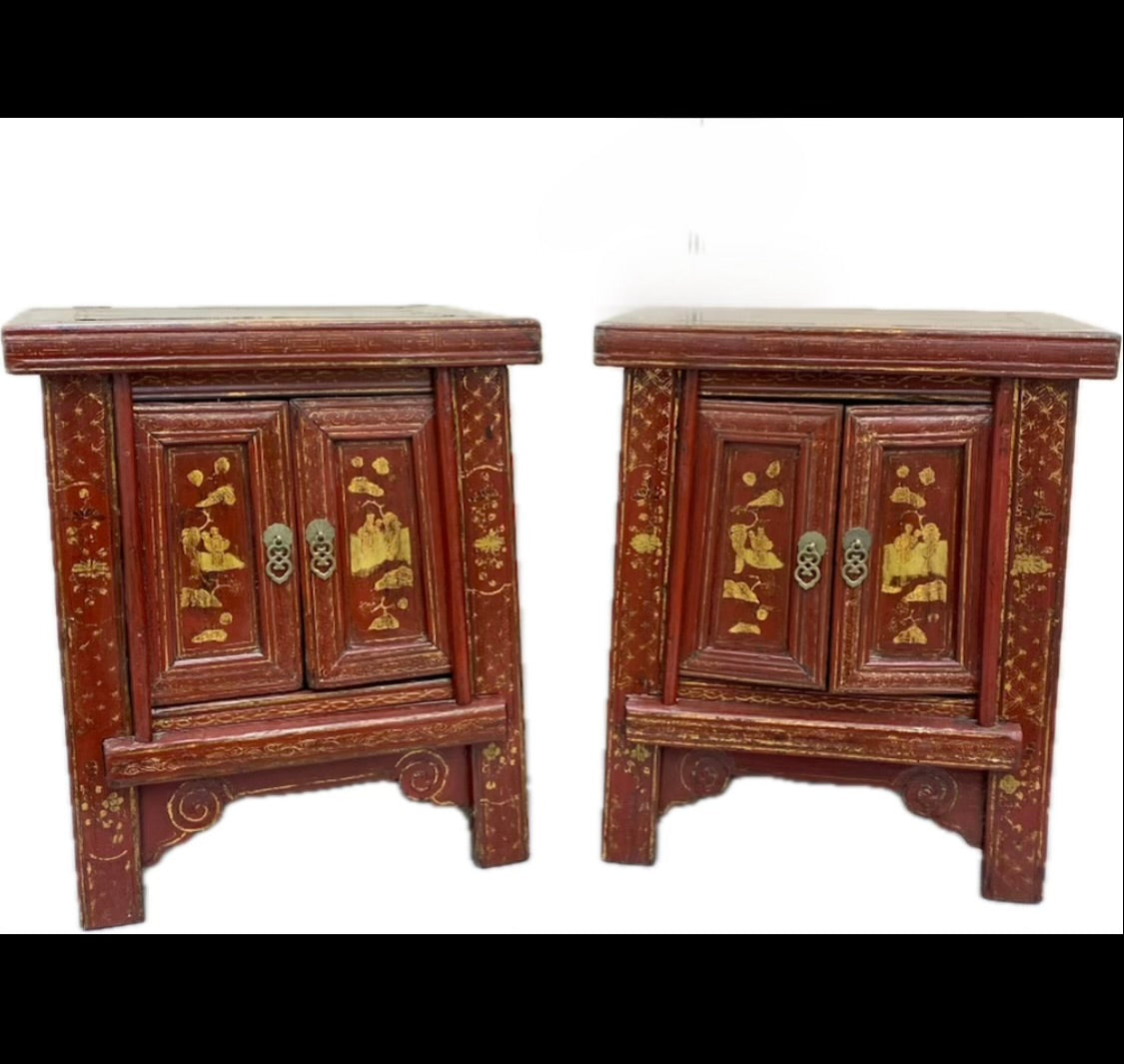 Pair Asian Cabinet Night Stands