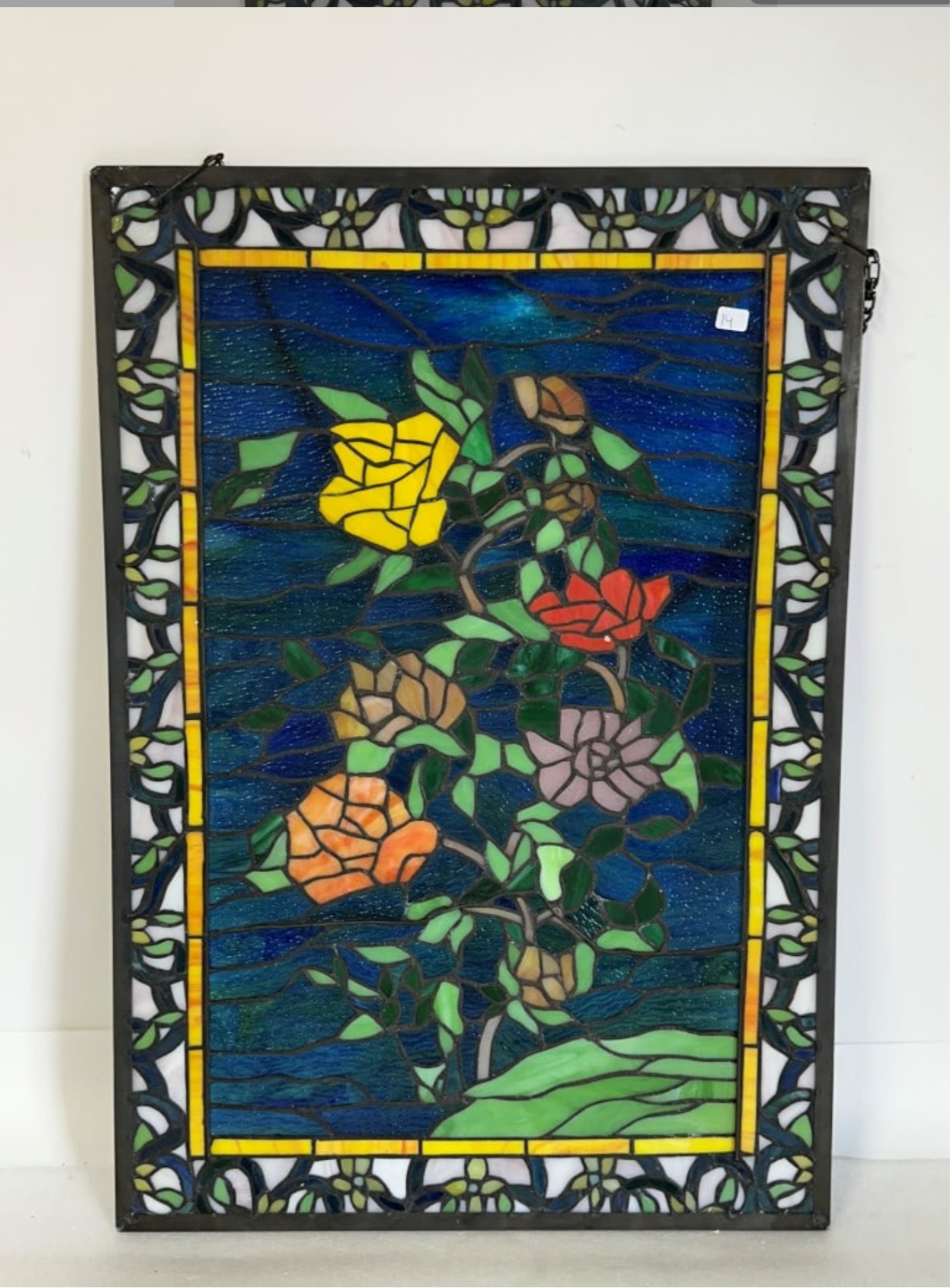 Stained Glass Flowers Hanging Window Panel