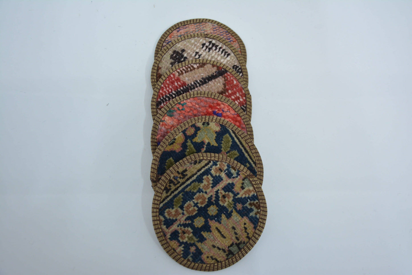 Kilim Rug Coaster Set of Six - Oriental Vintage Style