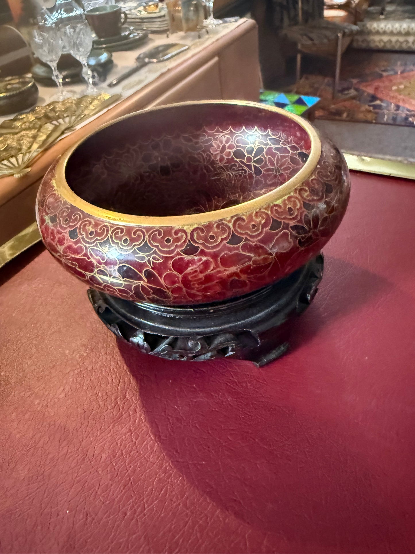 Chinese Cloisonné Bowl & Stand