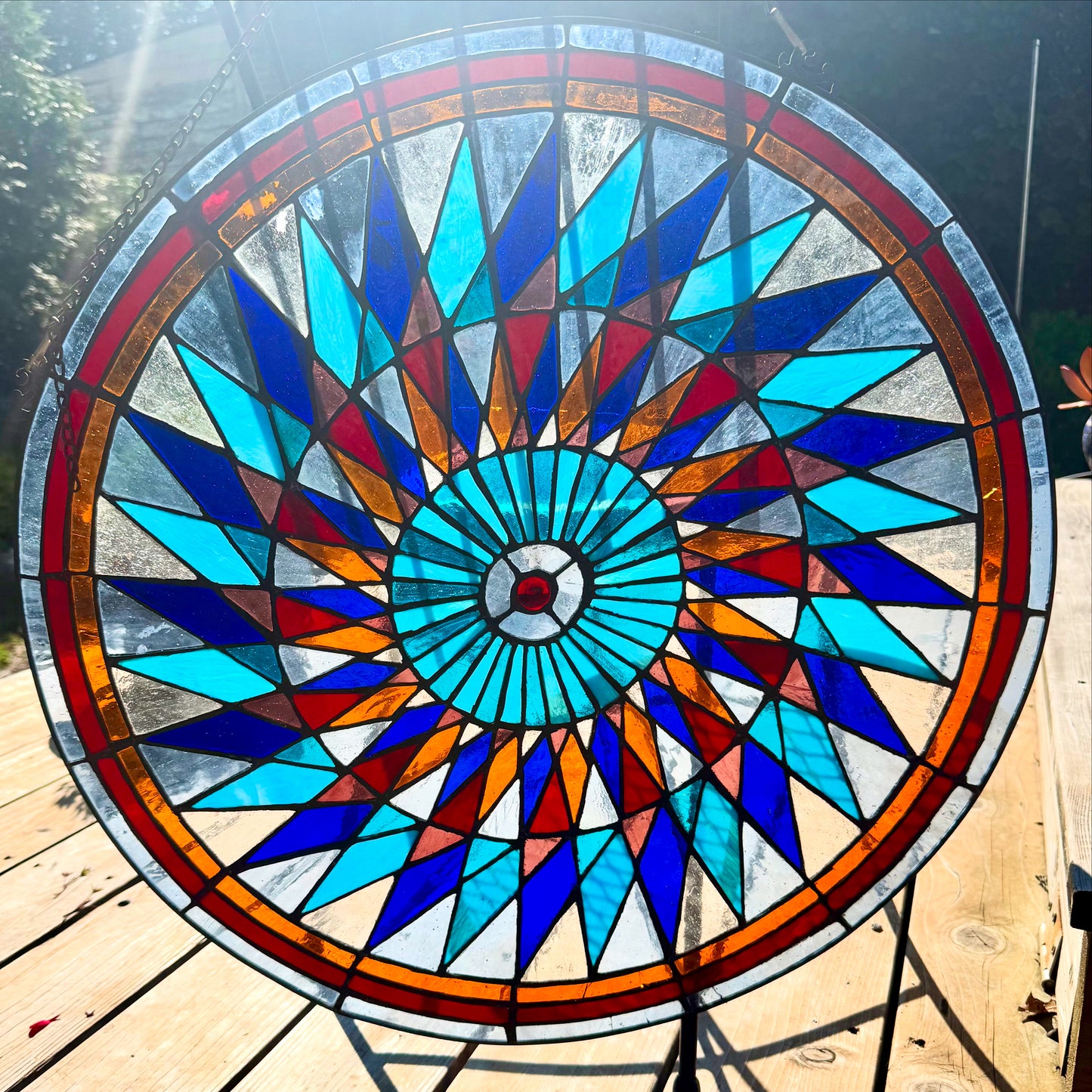 Stained Glass Spiral Starburst