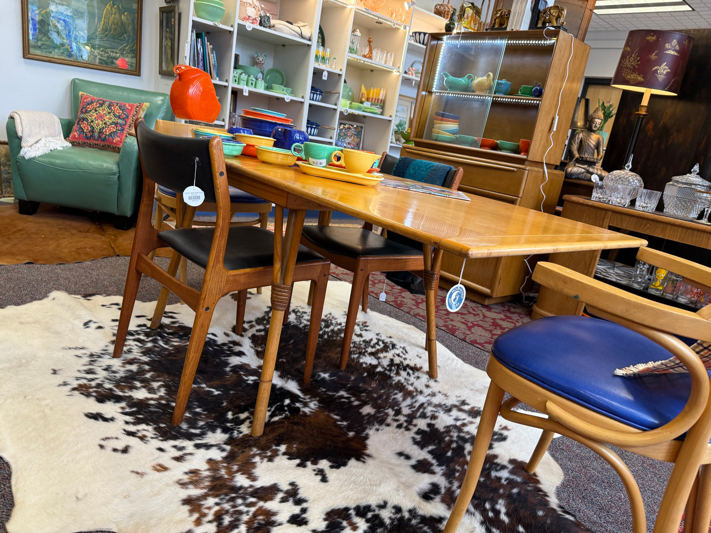 Heywood Wakefield Ashcroft Bamboo Table (1940s) H 28" by D32.5 by W 64.5