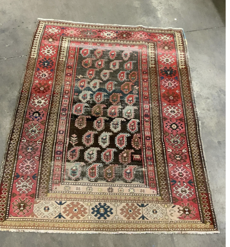 Vintage Handmade Caucasian Wool Area Rug