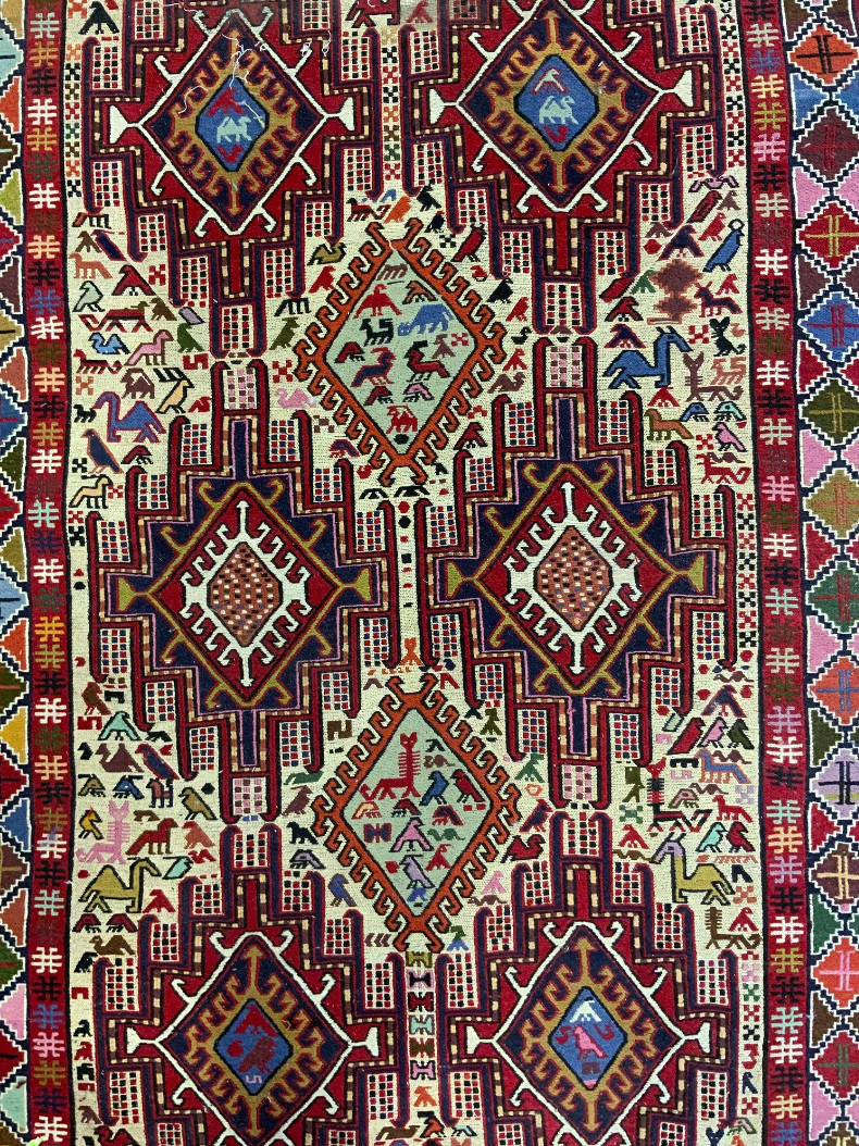 Soumak Kilim Vintage Handwoven Wool Area Rug