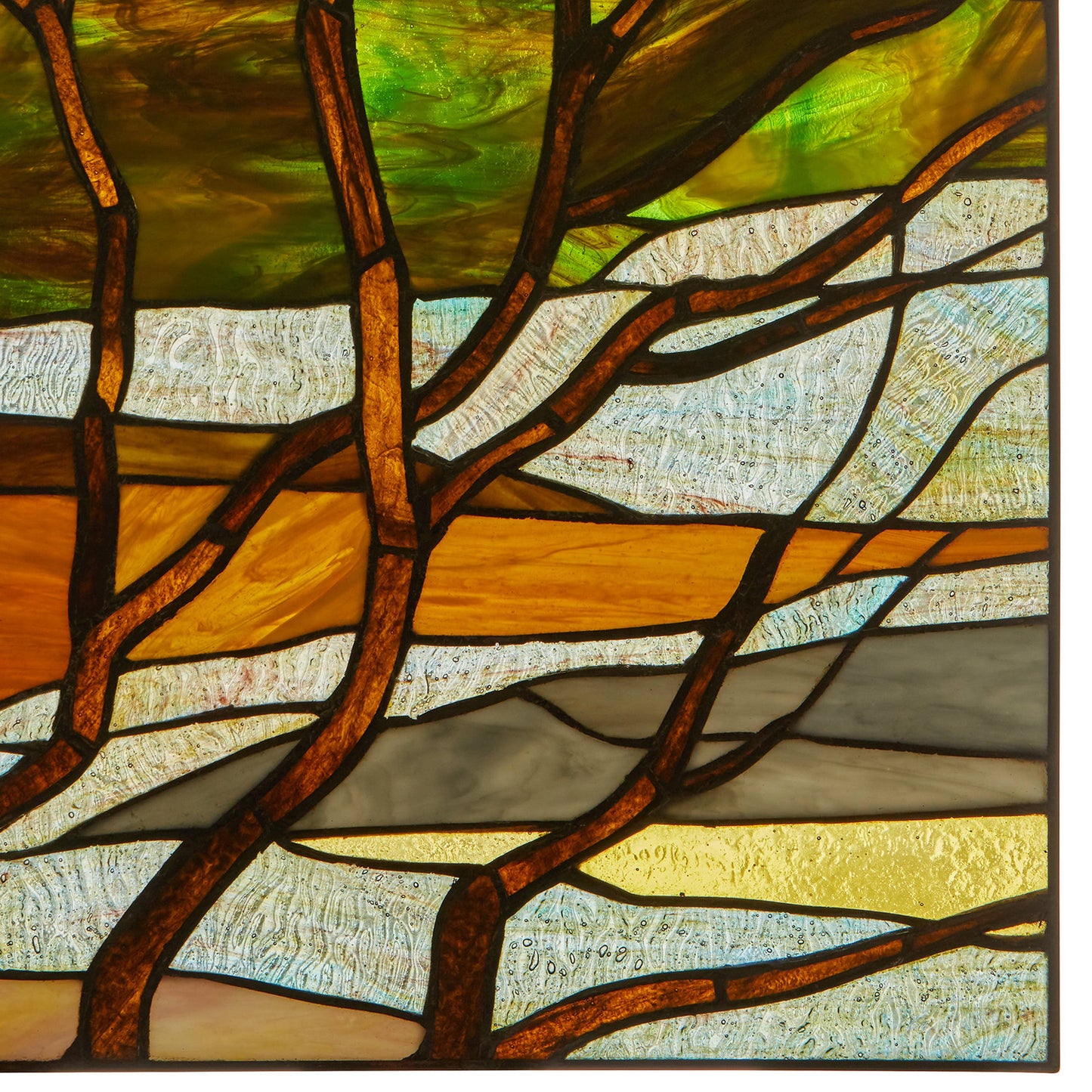20"H Fall Treescape Stained Glass Window Panel