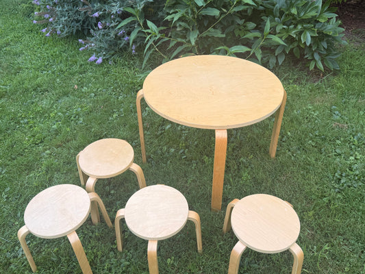Blond Wood Table Set w/Stools