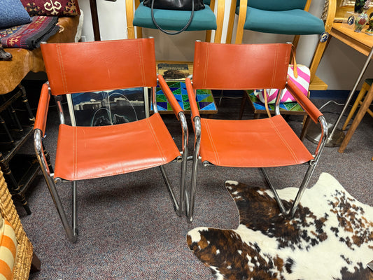 Marcel Breuer Style Red Chairs (PAIR)