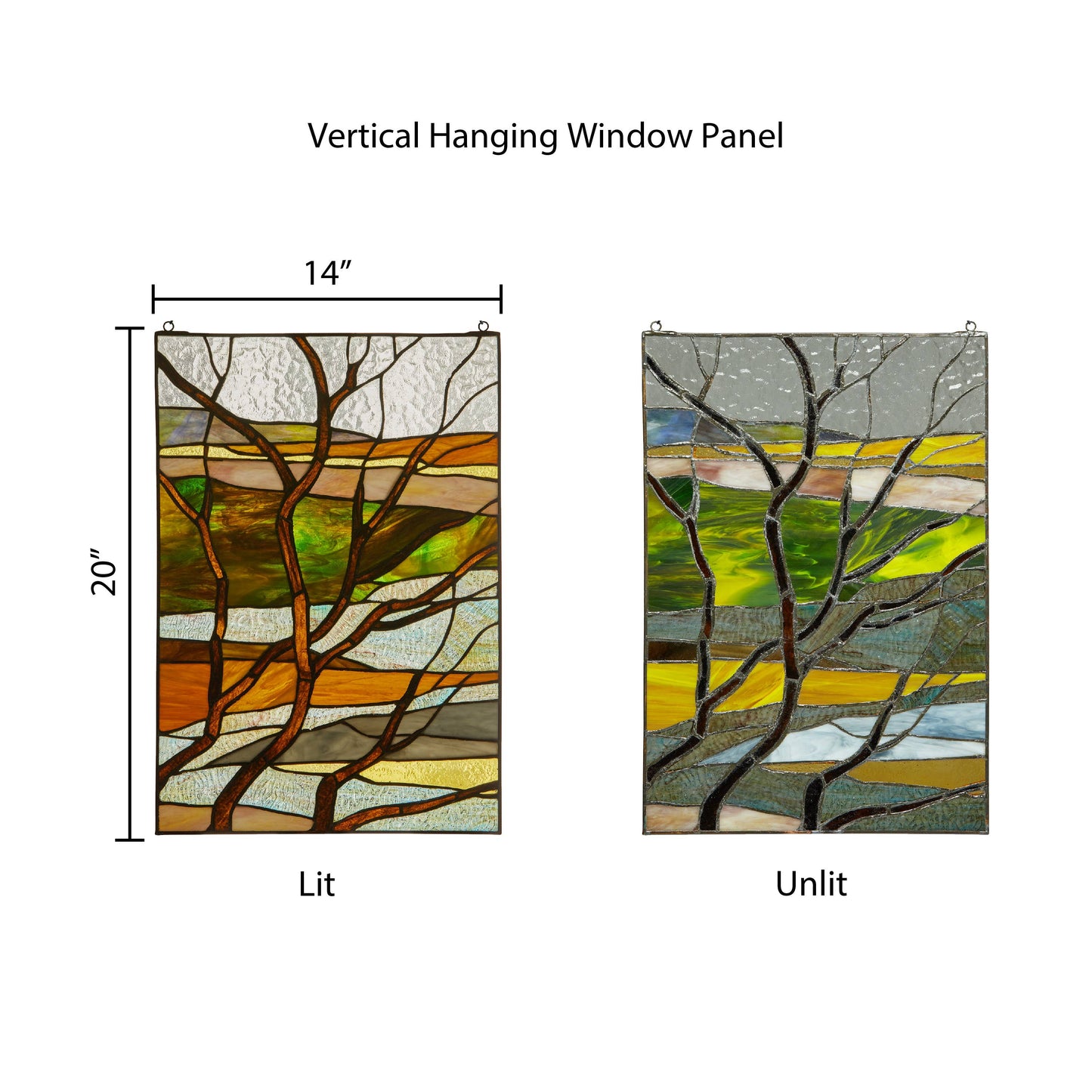 20"H Fall Treescape Stained Glass Window Panel