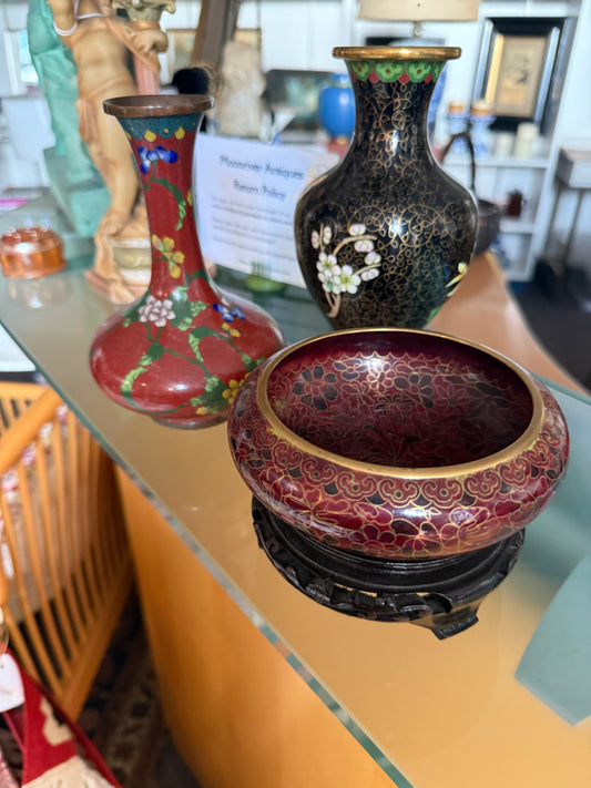 Chinese Cloisonné Bowl & Stand