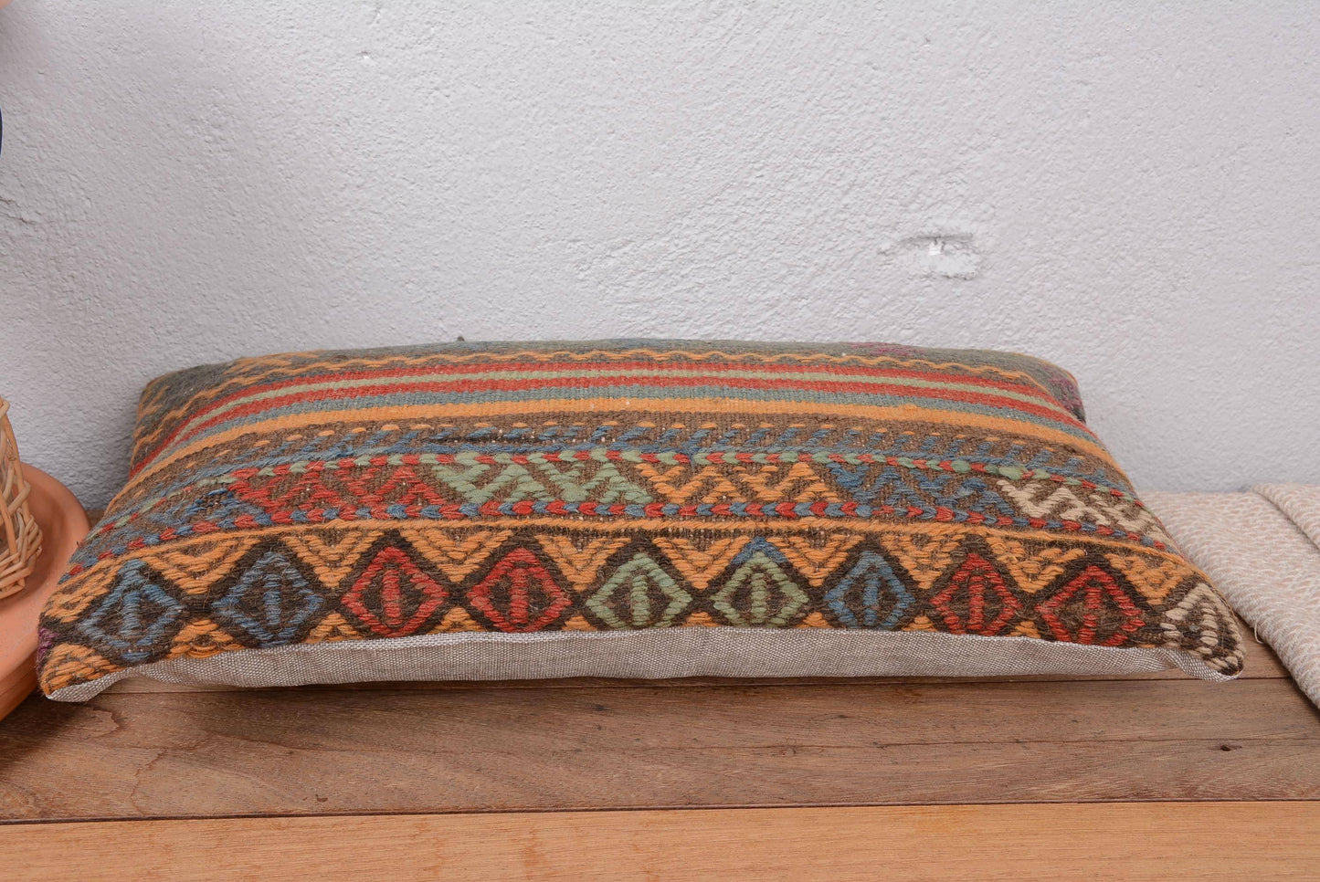 Kilim Boho Lumbar Pillow Cover 10x20 Home Decor