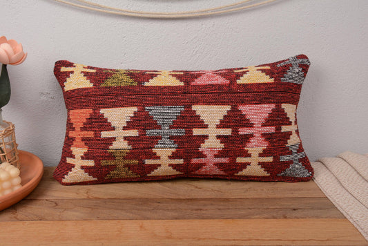 Handmade Kilim Cushion Sham for Sofa 12x24 Beige