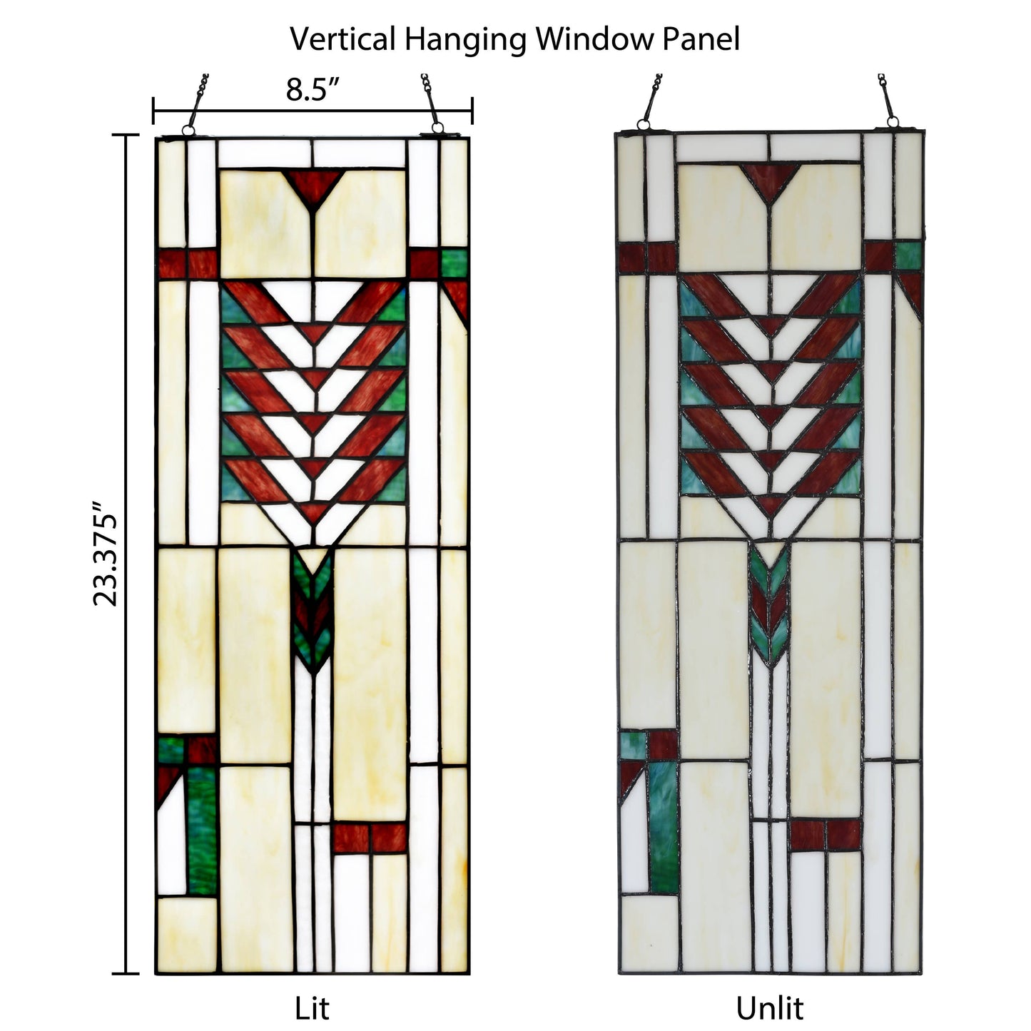 23.4"H Declan Ivory Stained Glass Window Panel