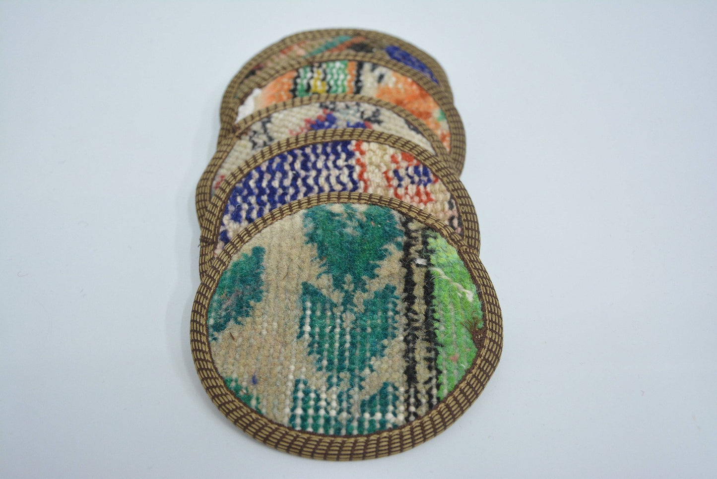 Drink Coaster Glass Pad Round Non Slip Woven Traditional