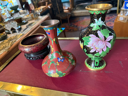 Red Cloisonné Bud Vase