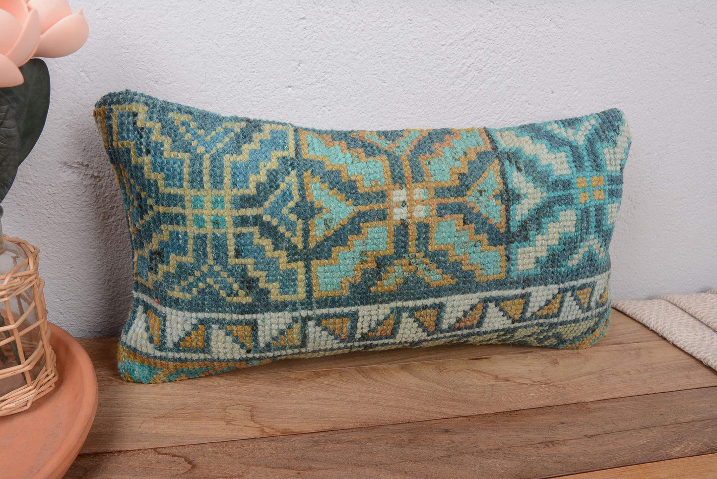 Ethnical Vintage Kilim Throw Pillow Handmade 10x20