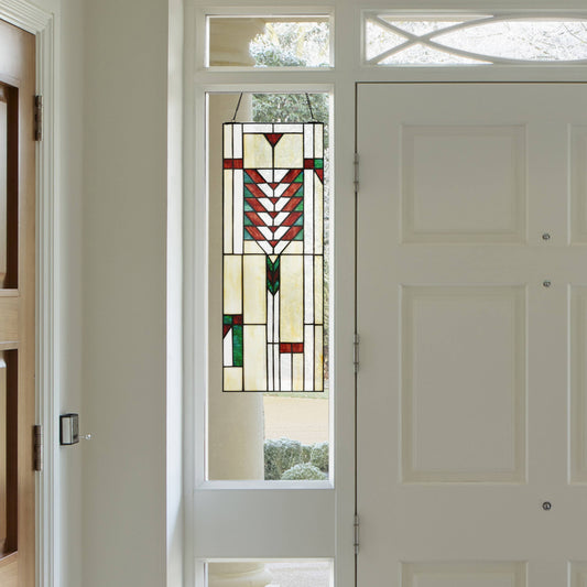 23.4"H Declan Ivory Stained Glass Window Panel