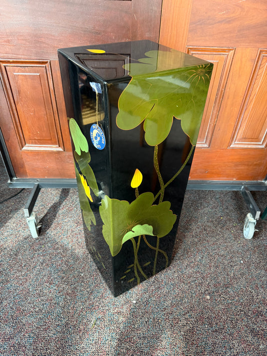 Asian Lacquered Floral Pedestal