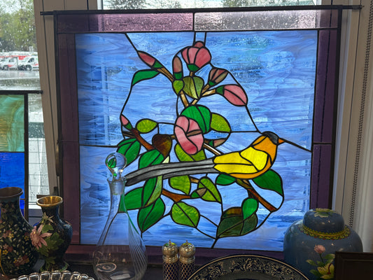 Stained Glass w/Bird 27X28