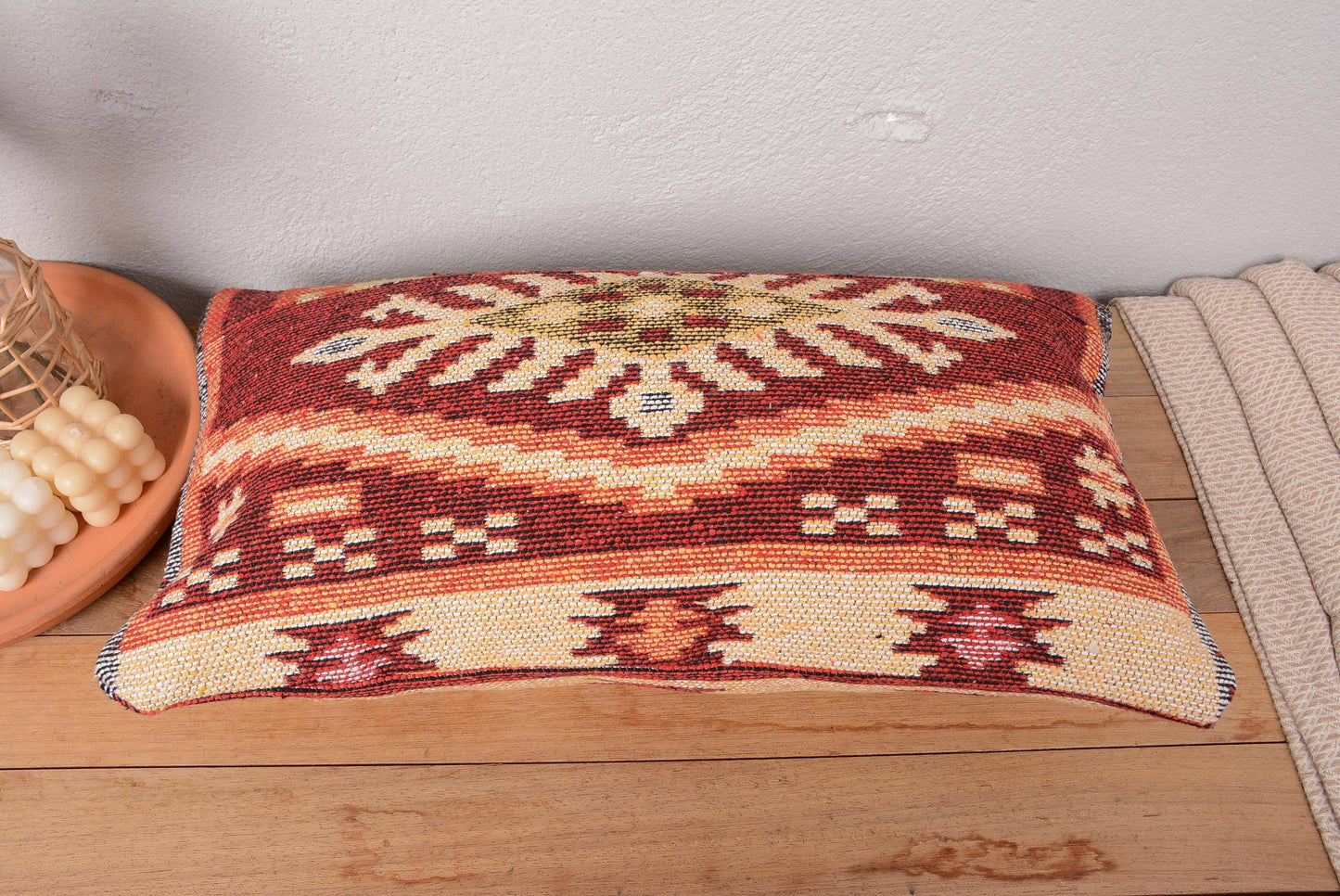 Vintage Kilim Cushion Sham for Sofa 12x24 Aztec Pattern