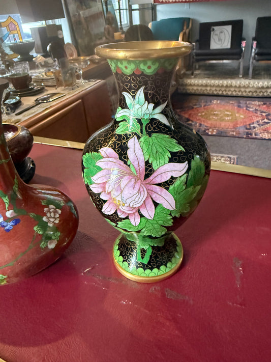 Black Floral Cloisonné Vase