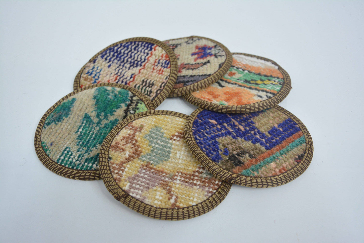 Drink Coaster Glass Pad Round Non Slip Woven Traditional