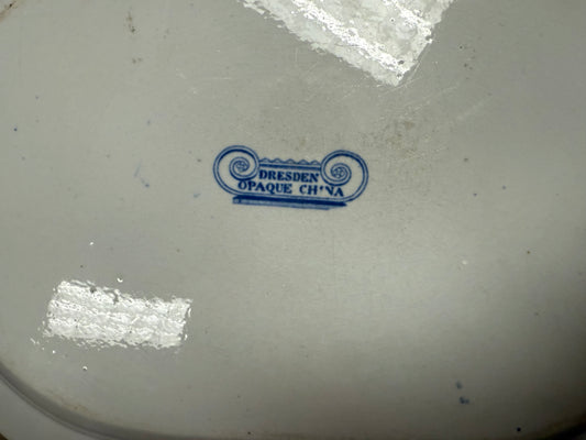 Antique Dresden Opaque China Blue & White Platter
