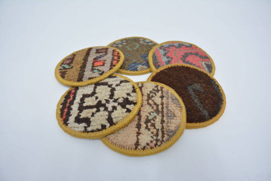 Oriental Tribal Antique Rug Glass Coaster Set