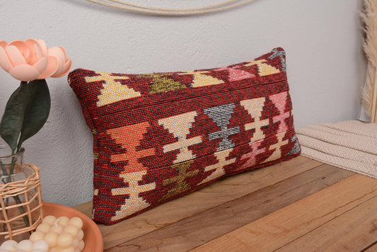 Handmade Kilim Cushion Sham for Sofa 12x24 Beige