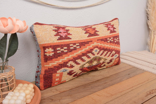 Vintage Kilim Cushion Sham for Sofa 12x24 Aztec Pattern