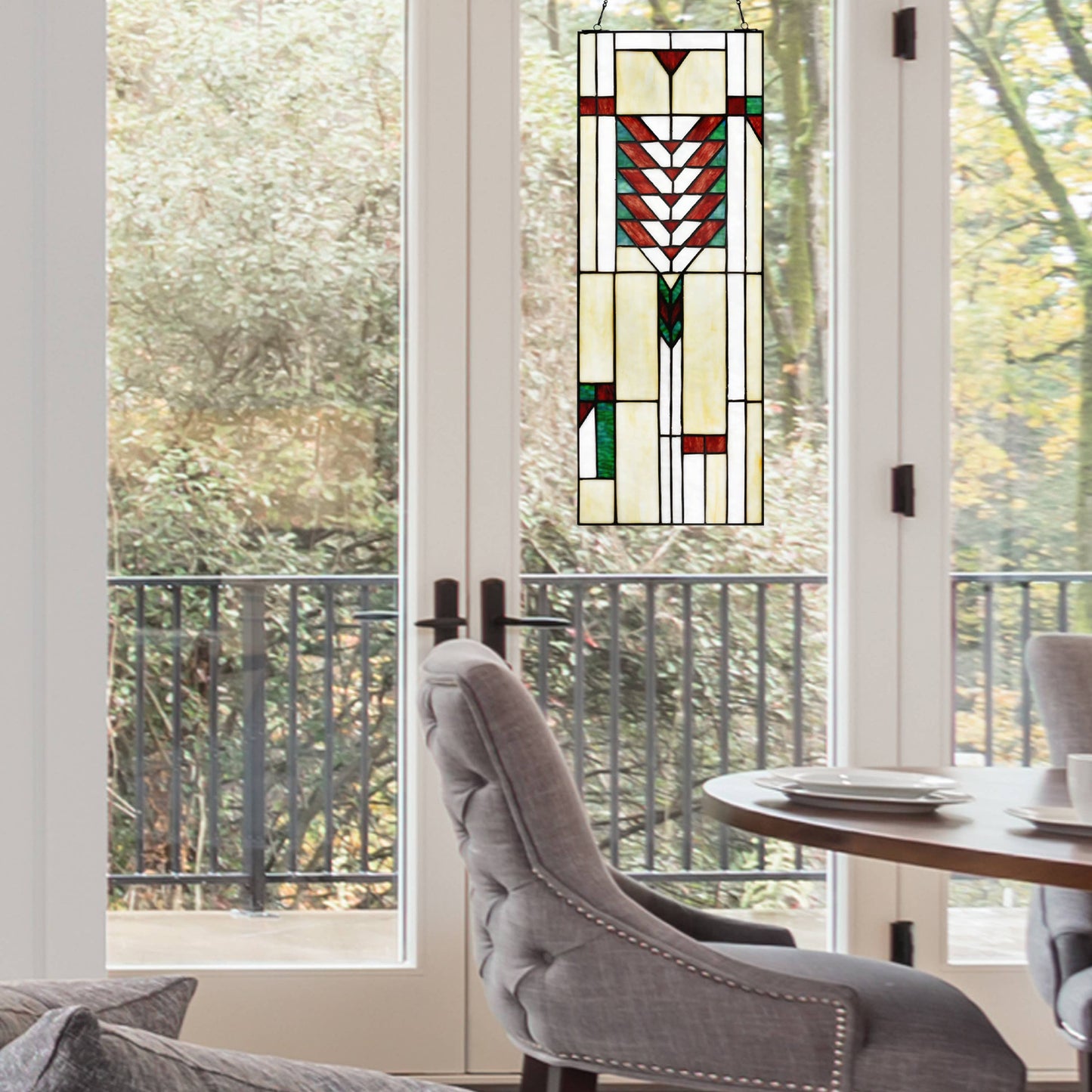 23.4"H Declan Ivory Stained Glass Window Panel