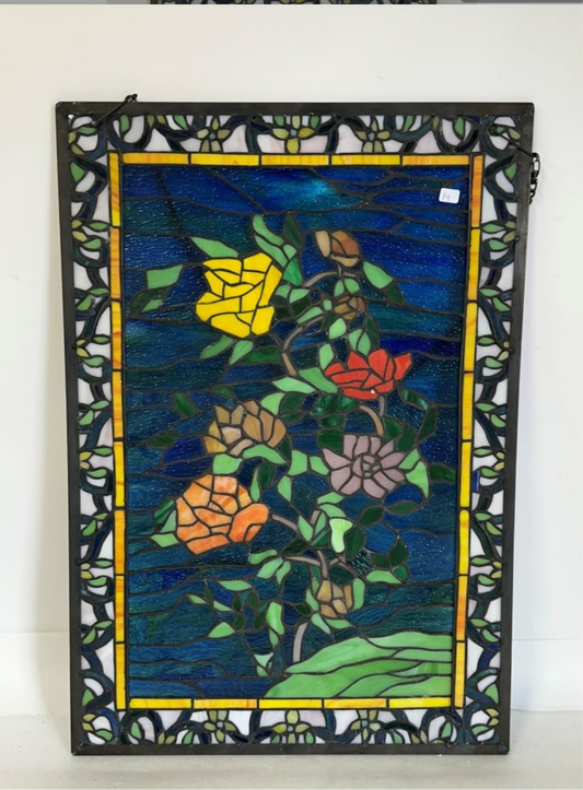 Stained Glass Flowers Hanging Window Panel