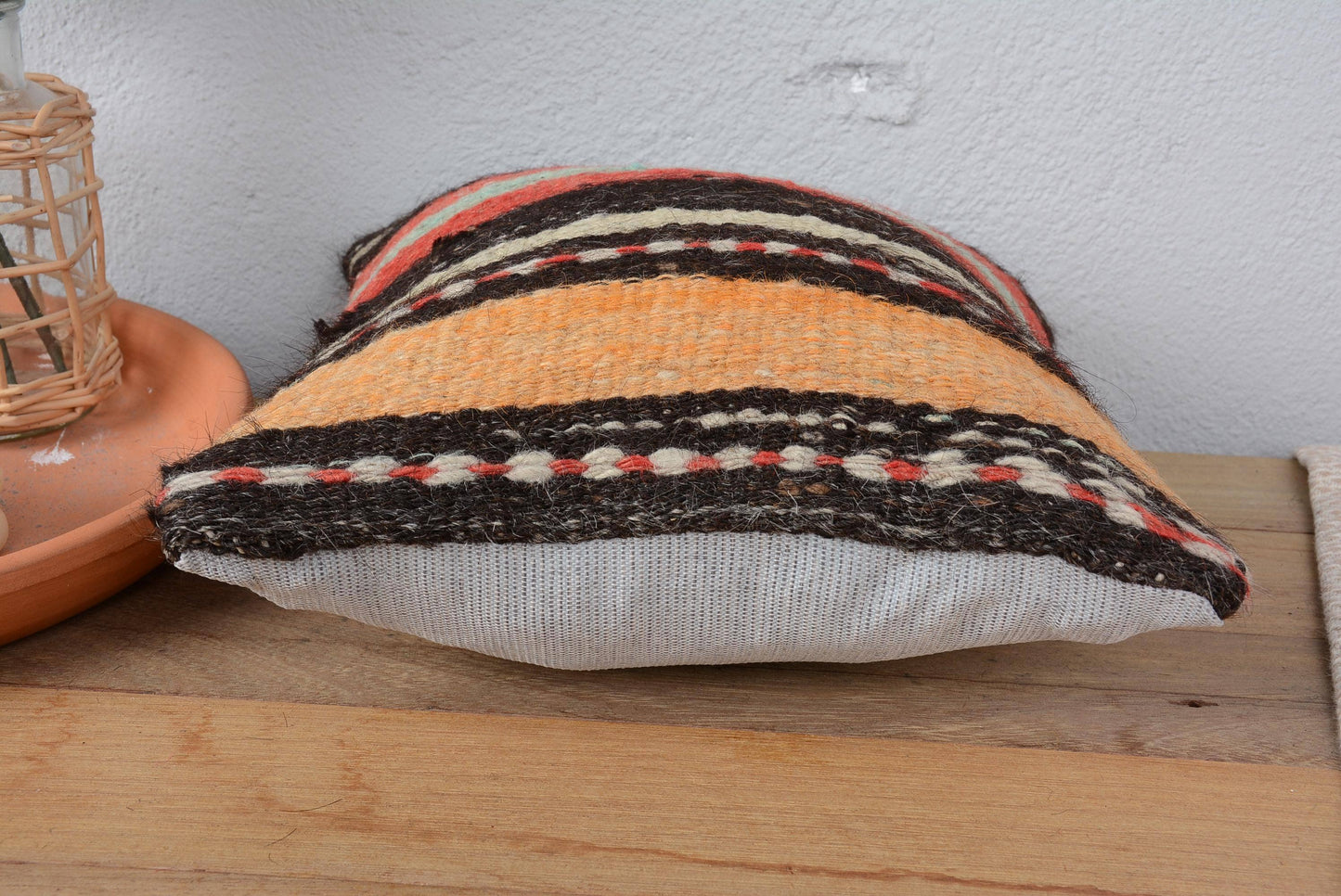 Ethnic Striped Kilim Throw Pillow 12x12 Vintage