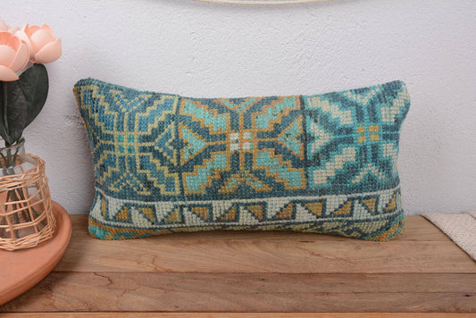 Ethnical Vintage Kilim Throw Pillow Handmade 10x20