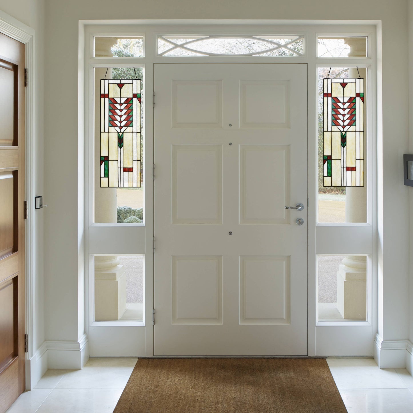 23.4"H Declan Ivory Stained Glass Window Panel