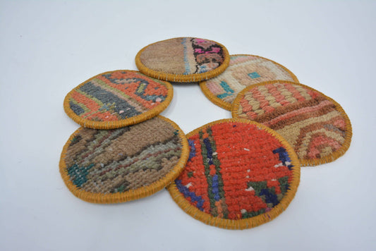 Handmade Kilim Coaster Set for Her - Ethnic & Vintage Style