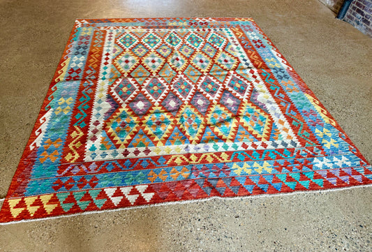 TURKISH KILIM RUG 8.3 ft x 9.5 ft