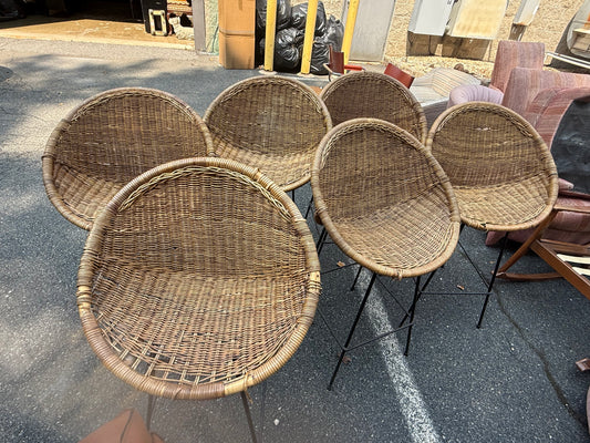 Umanoff Wicker & Iron Stools (PAIR)