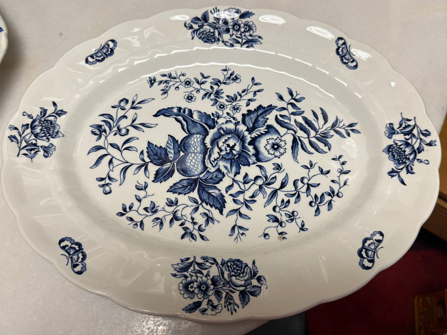 Colclough “Peony” Blue Transferware Platter