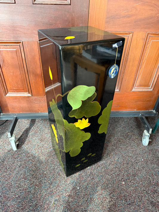 Asian Lacquered Floral Pedestal