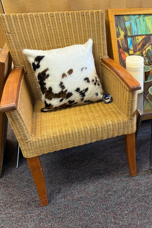 Wicker Chair with Wooden Armrests