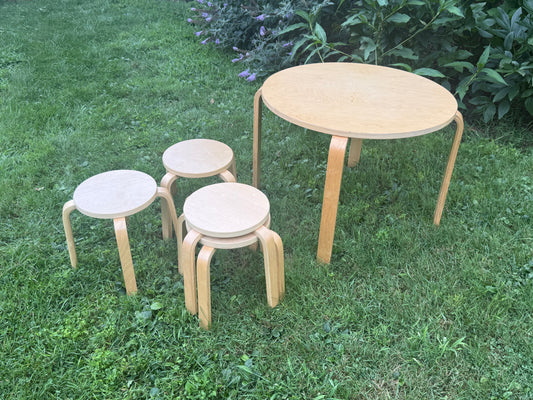 Blond Wood Table Set w/Stools