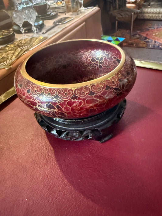 Chinese Cloisonné Bowl & Stand