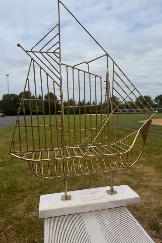 Mid Century Metal Sailboat Sculpture