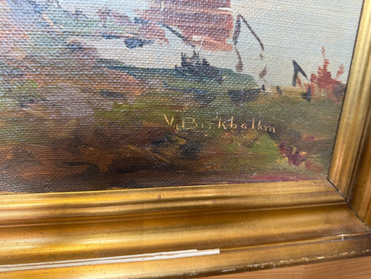 Large Landscape Oil Painting w/Cows