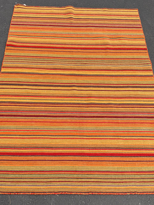 Wool Handwoven Striped Rug 5 x 7